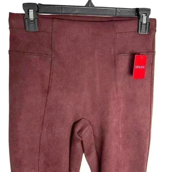 Spanx Faux Suede Shaping High Rise Leggings In Dark Terracotta Size Small - Picture 3 of 10